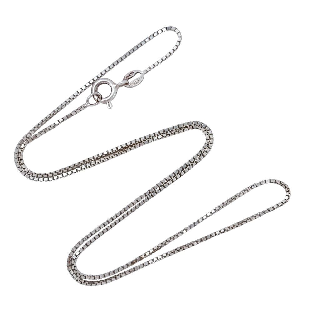 Vintage Italy Sterling Silver 925 Box Chain Necklace 16"